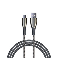 BY Кабель для зарядки Сириус Micro USB, 1м, 3А, Быстрая зарядка QC3.0, штекер металл, серый