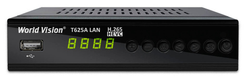Цифровой эфирный ресивер World Vision T625A LAN (DVB-T2/T/C, IPTV, USB, металл, кнопки, дисплей)