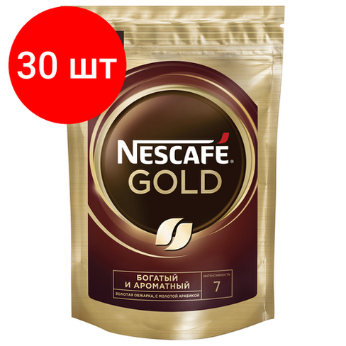 Комплект 30 шт, Кофе молотый в растворимом NESCAFE (Нескафе) "Gold", сублимированный, 190 г, мягкая упаковка, 12403031